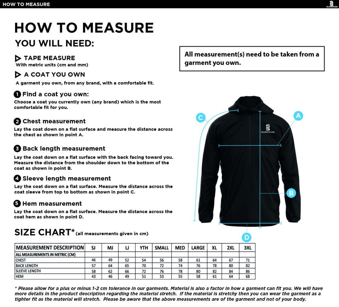 LITTLE MUNDEN CC Dual Elite 1/4 Zip Hoody / Rain Jacket : Black - Size Guide