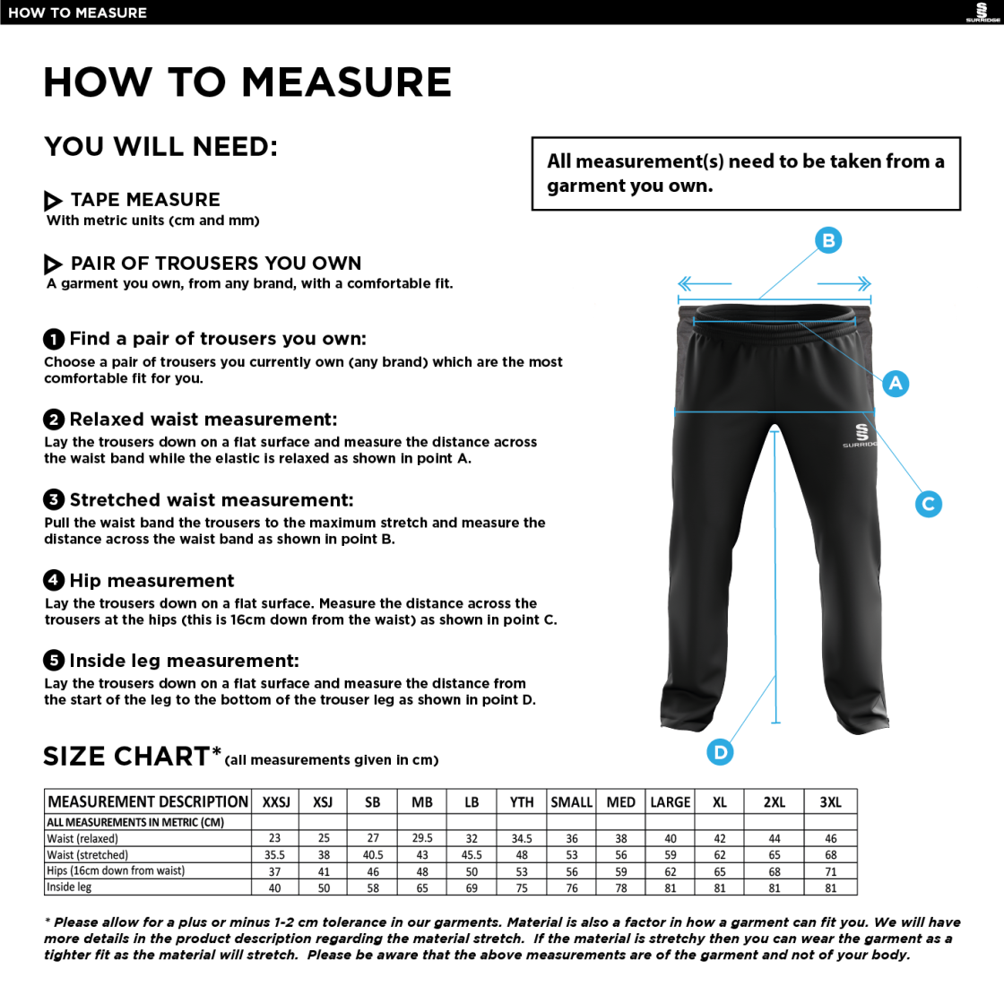 LITTLE MUNDEN CC Classic Tracksuit Pant With Thigh Length Zip Black Mens - Size Guide