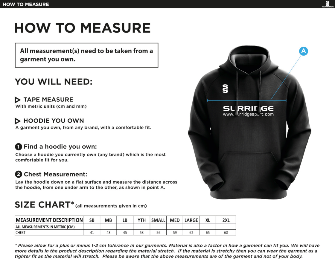 Little Munden CC - Blade Hoody - Size Guide