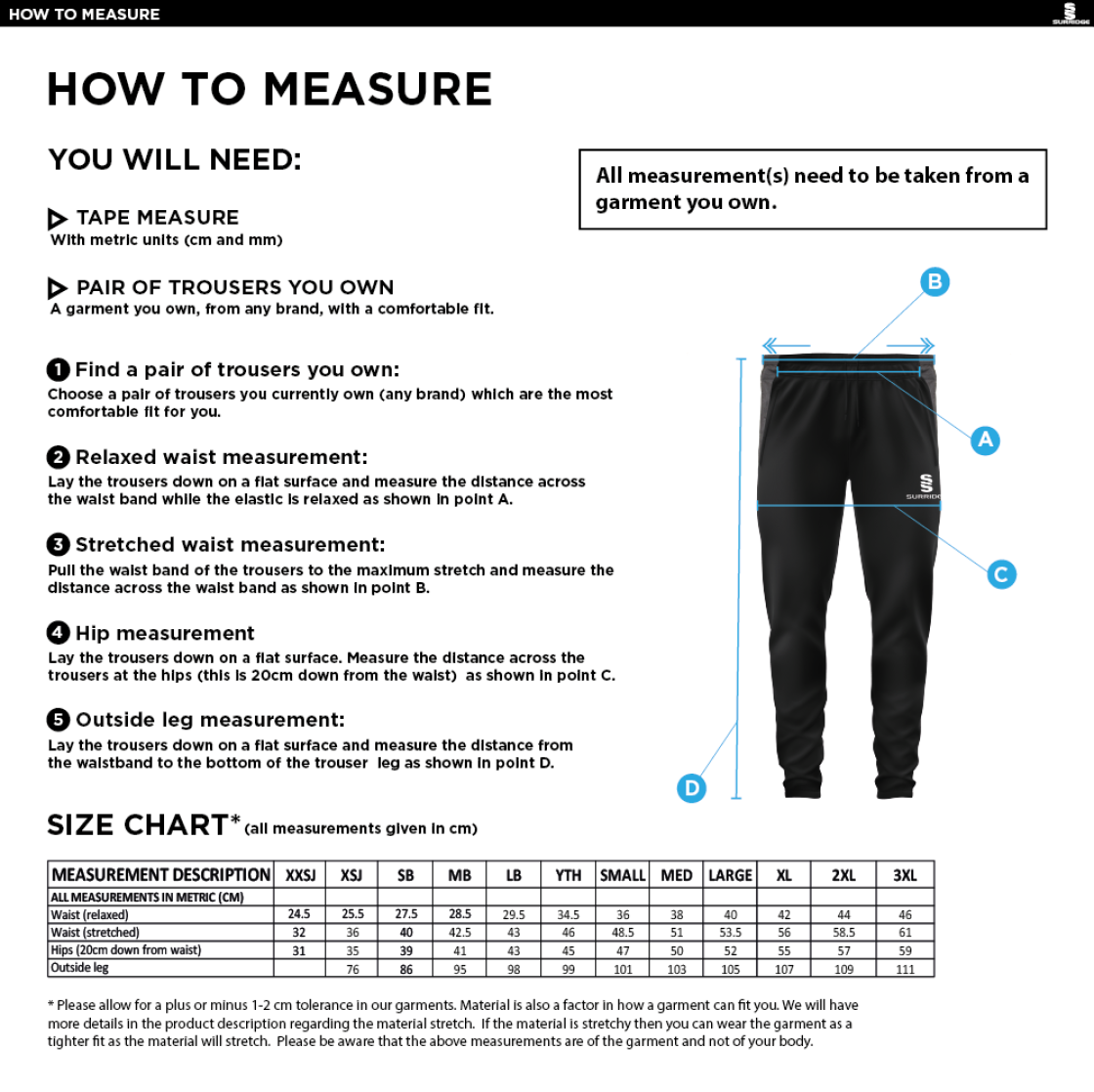Little Munden CC - Tek Skinny Pants - Size Guide