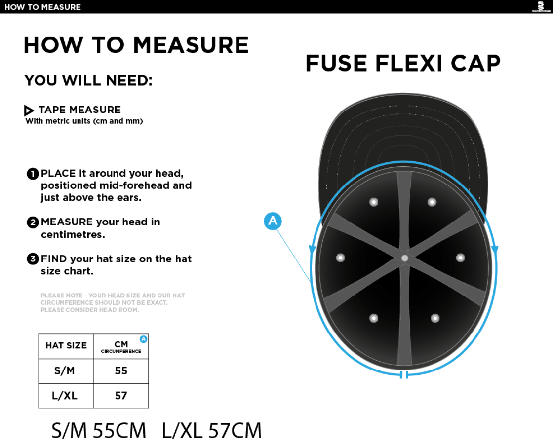 LITTLE MUNDEN CC Fuse Flexi Cap - Black - Size Guide